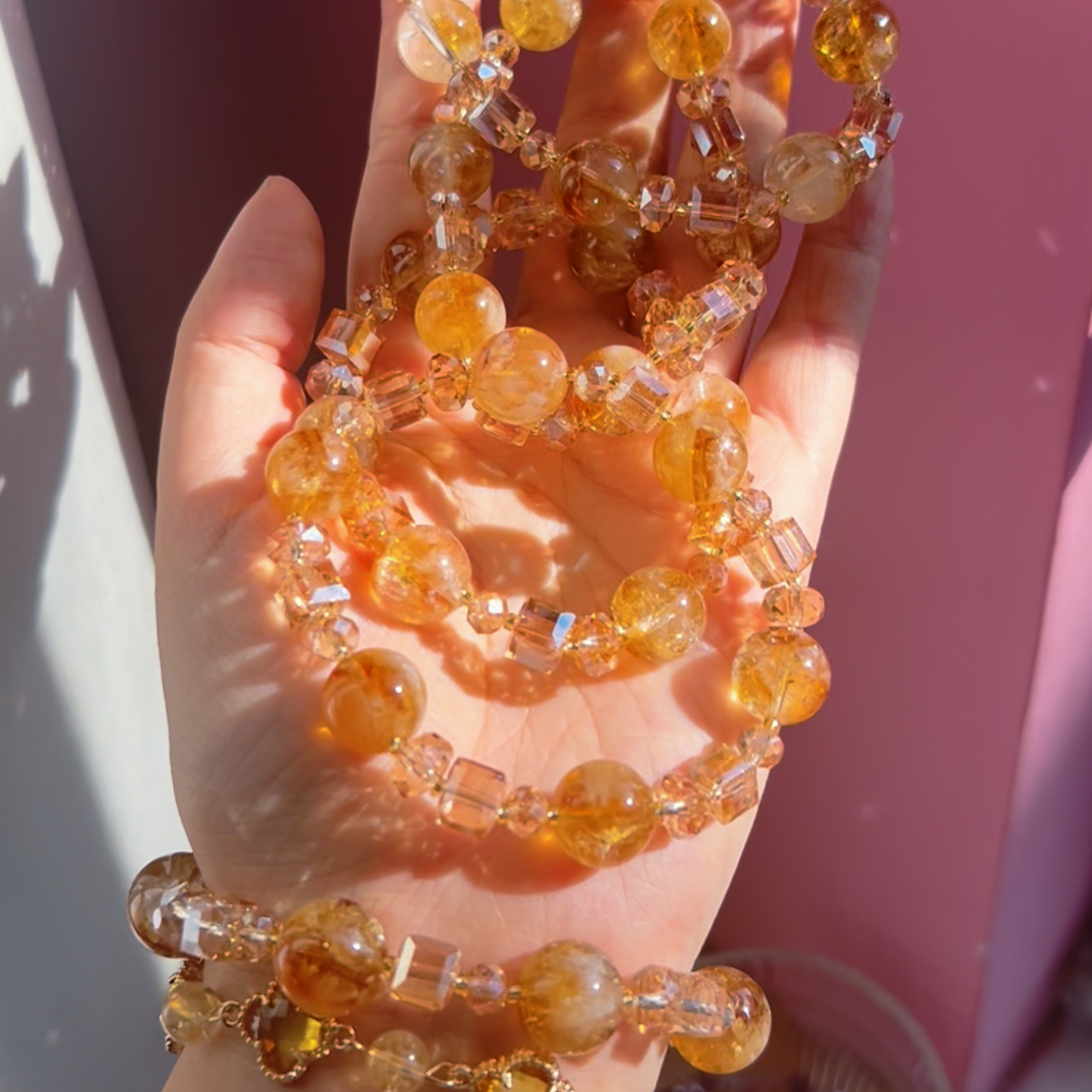 Yellow Rutilated Quartz Citrine Bracelet 12mm Natural Golden Rutile, Wealth & Money Luck Crystal, Feng Shui Abundance Jewelry, Handmade Gift