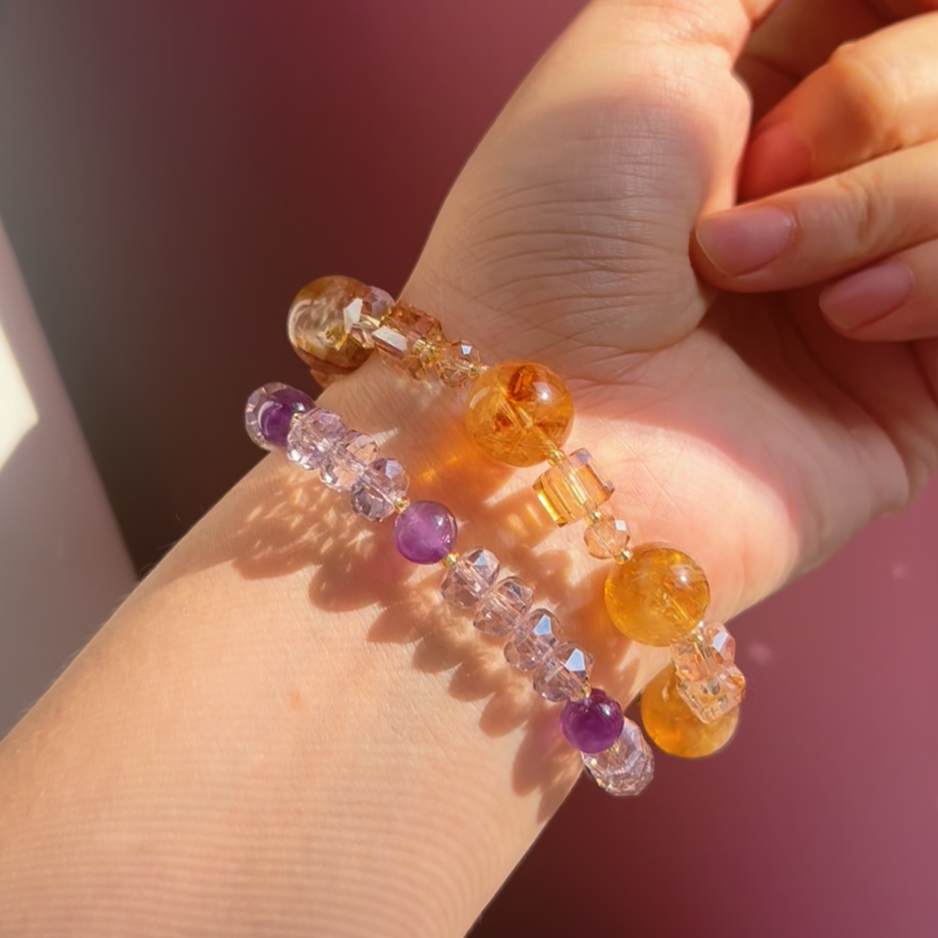 Yellow Rutilated Quartz Citrine Bracelet 12mm Natural Golden Rutile, Wealth & Money Luck Crystal, Feng Shui Abundance Jewelry, Handmade Gift