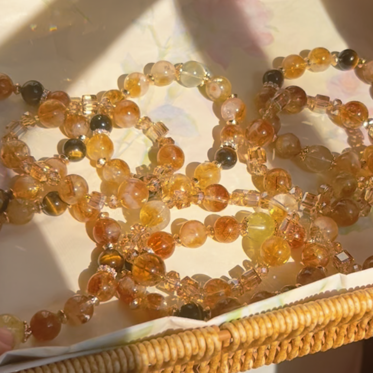 Yellow Rutilated Quartz Citrine Bracelet 12mm Natural Golden Rutile, Wealth & Money Luck Crystal, Feng Shui Abundance Jewelry, Handmade Gift