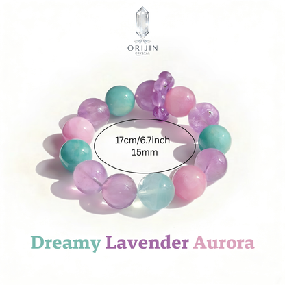 Natural Crystal Bracelet – Kunzite, Amazonite, Green Fluorite & Amethyst Beads | Pastel Kawaii Coquette Jewelry | Soft Girl Aesthetic Gift